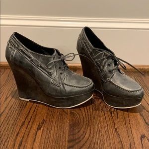 Joes jeans grey wedge bootie size 8